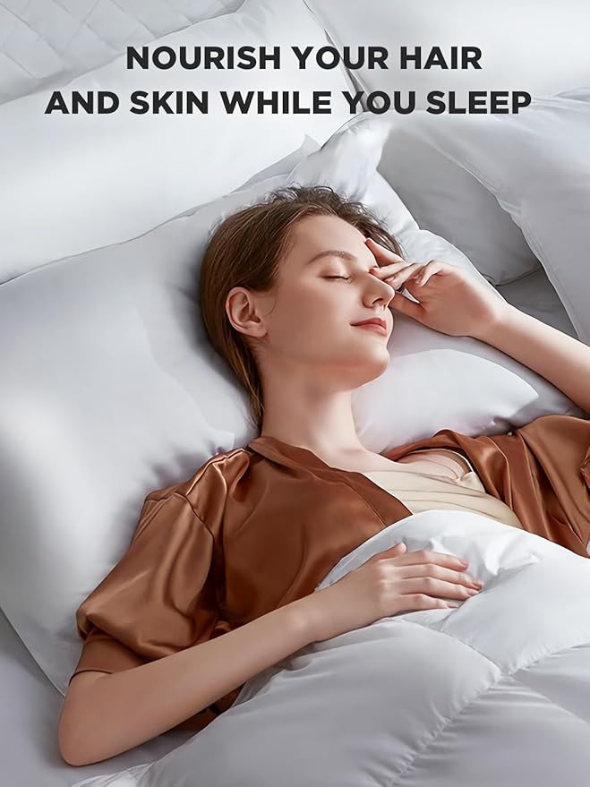Mulberry Silk Pillowcase for Hair and Skin, SGMSILK 22 Momme Natural Silk Pillow Cases with Zipper, 6A Soft and Smooth Single Sided Pure Silk Pillow Cover (Light Gray, Queen 20"x30")