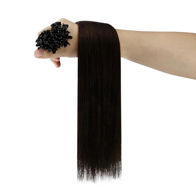 YoungSee U Tip Hair Extensions Human Hair Brown 16 Inch Darkest Brown K Tip Hair Extensions Real Human Hair 50s/50g