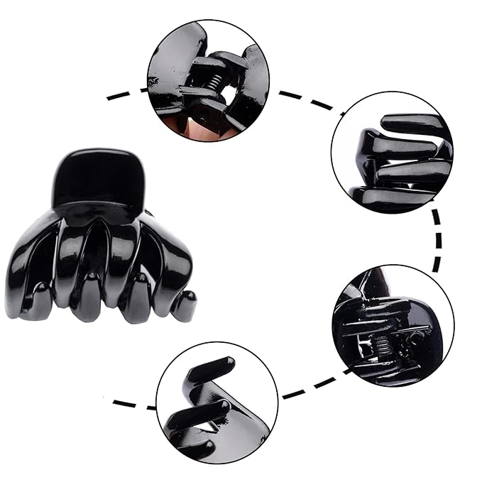 Cobahom 12 Pack Small Hair Claw Clips 1.2 Inch Plastic Hair Clips for Thin Hair No-Slip Mini Hair Clips Hair Styling Accessories for Women and Girls (Black)