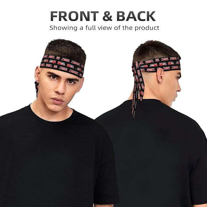 Men's Women Cute Cartoon Fire Truck Sports Sweatband Multi Style Lovely Head Ribbon Headdress for Running Fitness Spa