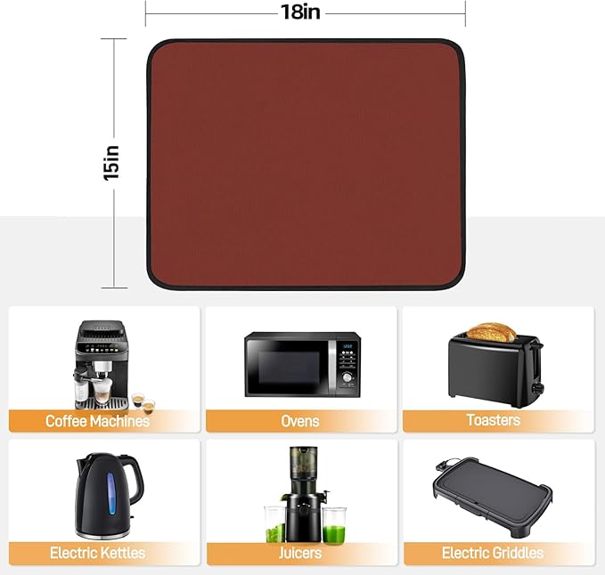 Heat Resistant Mat for Air Fryer, 15 x 18in Heat Resistant Mat for Countertop, Fireproof Silicone Countertop Protector Appliance Slider for Air Fryer, Coffee Maker, Toaster, Oven (Red)