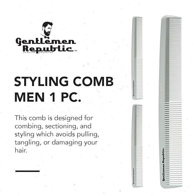 Gentlemen Republic Styling Comb Men 1 Pc (I0110208) – Made with Carbon Ceramic Material, Lightweight Anti-Slide, Heat Resistant Up to 230°C / 450°F for Professionals & Stylist