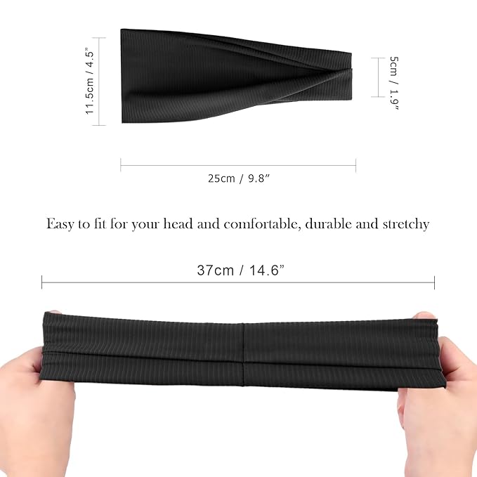 DRESHOW Yoga Sports Headbands for Women Elastic Non-Slip Headbands Workout Running Hair Bands 6 Pack