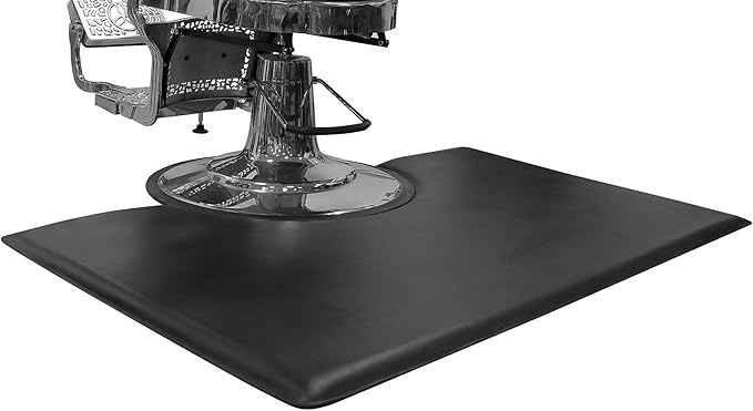 1 Inch Thick Barber Cutting Chair Salon Floor Mats for Beauty Hair Stylist Station Anti Fatigue (Black, 5 Ft × 3 Ft Rectangle)