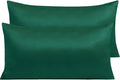 NTBAY Zippered Satin Pillow Cases for Hair and Skin, Luxury King Hidden Zipper Pillowcases Set of 2, 20x36 Inches, Dark Green