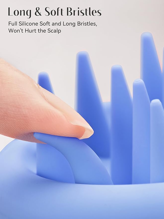 HEETA Scalp Massager Hair Growth, Scalp Scrubber with Soft Bristles, Integrated Silicone Design, Scalp Exfoliator for Dandruff Removal & Relax Scalp, Shampoo Brush Fit Wet Dry Hair Use, Blue