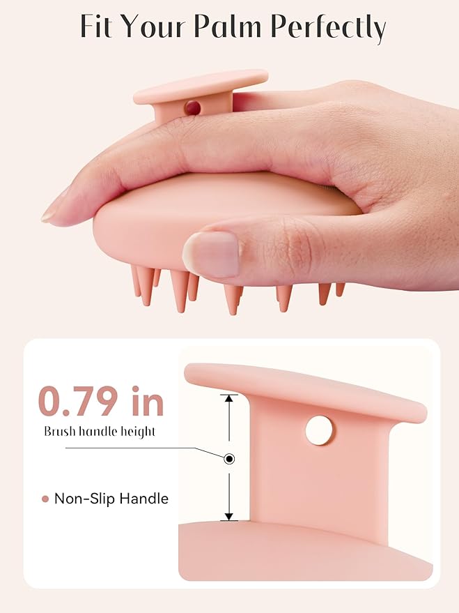 HEETA Scalp Massager Hair Growth, Scalp Scrubber with Soft Bristles, Integrated Silicone Design, Exfoliator for Dandruff Removal & Relaxation, Shampoo Brush Fit Wet Dry Hair Use, Light Pink