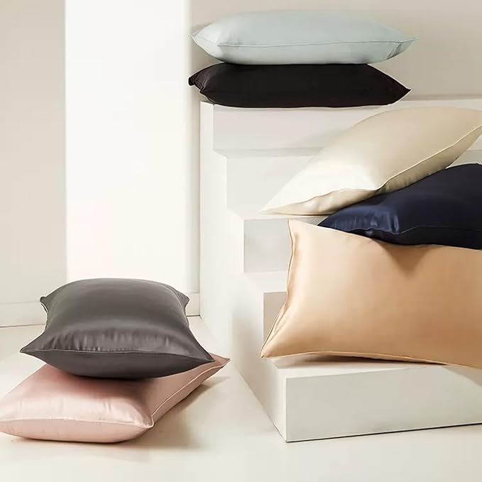 Premium Silk Pillowcase for Hair and Skin Made in USA, 100% 22 Momme Mulberry Silk King Size Pillow Cases with Zipper, Hypo Allergenic Pillow Case, 1pc 20"x36" (King, Slate Grey)