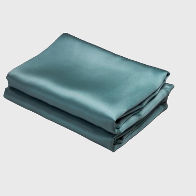 Teal Silk Pillow Cases Queen Made in USA, 100% Mulberry Silk Pillowcase with Hidden Zipper, Premium 22 Momme Cooling Acne Pillowcase, 1 Pack 20"x30" (Queen, Mineral Blue)