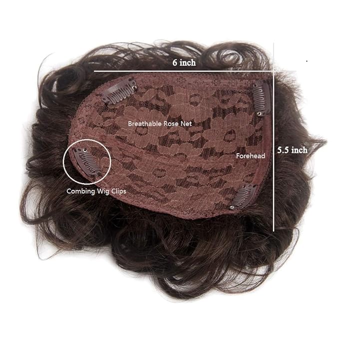 H&Bwig Men Short Toppers Hairpiece Brown with Clips in Hair Extensions for Covering White Loss Hair Toupee
