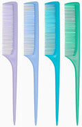 4 Pcs Rattail Combs for Women -Fine Tooth Styling Comb with Ergonomic Handle, Anti-Static Heat-Resistant Professional Hair Parting Tools for Smooth Detangling, Updos & Salon-Perfect Hairstyles.