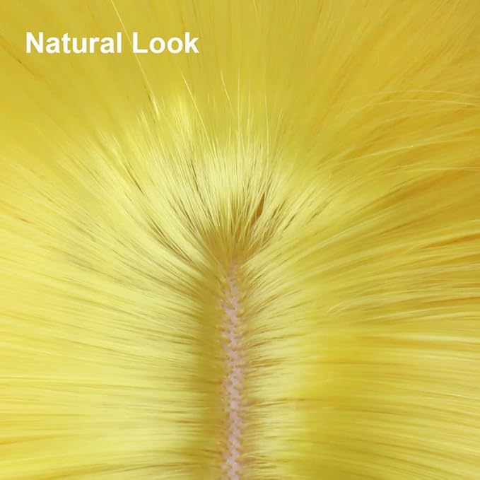 BERON 14 Inches Yellow Wig Wig for Women Girls Short Curly Yellow Wigs with Bangs Hairnet Include