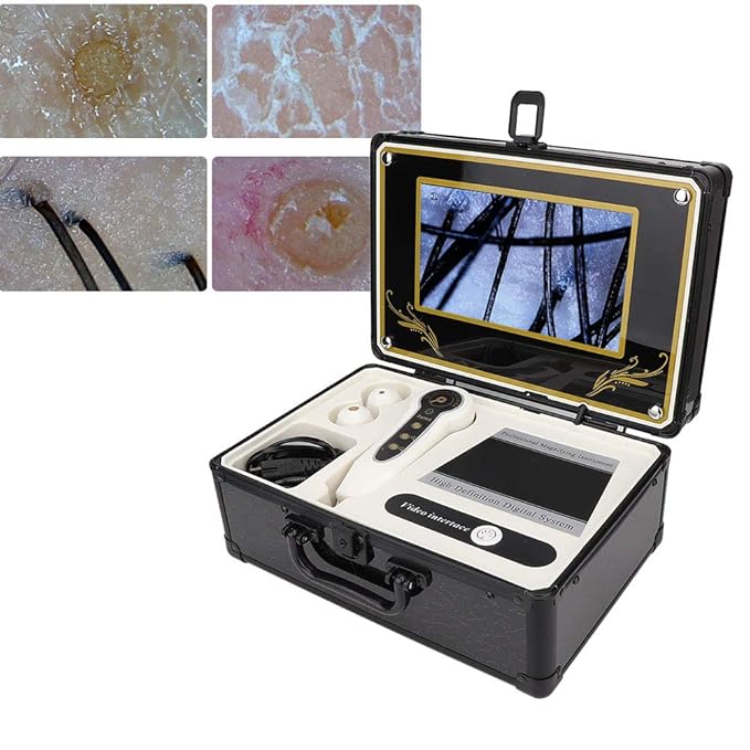 Hair Analyzer Machine, Hair Scalp Skin Oil and Analysis LCD Screen Hair Skin Analyzer Machine 50X 200X Skin Hair Scalp Detector Analyzer Microscope Skin Care Tool(US)