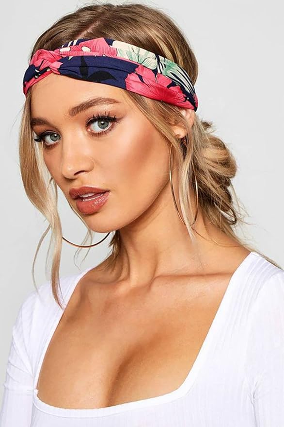 DRESHOW 10 Pack Boho Headbands for Women Vintage Cross Elastic Head Wrap Hair Accessories