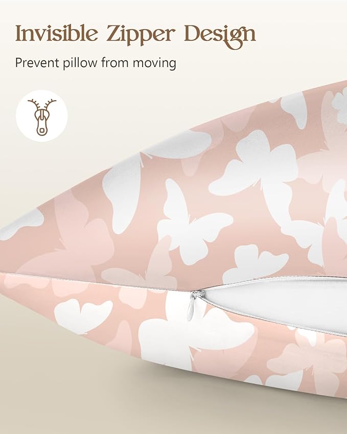 2 Pack Mulberry Silk Pillowcase for Hair and Skin - Queen Size 20 x 30 Inches with Hidden Zipper PK Butterfly 19 Momme Soft Sleeping Silk Pillow Case for Women, Moms