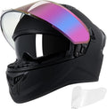Full Face Motorcycle Helmets for Adult Men Women, DOT Approved Street Bike Racing Helmet Dual Visor Quick Release Buckle, Motorbike ADV Moped Helmet with Extra Clear Visor