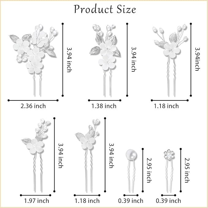 15Pcs Silver Pearl Hair Pins for Wedding Bridal White Flower Hair Pins Decorative, Silver Hairs Accessories Flower Pearl Hairs Clips Gifts for Women, Bridesmaid, Bridal, SilverA