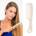 Large Wide Tooth Hair Comb, LADYAMZ [Tortoise Shell] Cellulose Acetate Round Tooth Comb for Straight/Curly Hair,Short/Long Hair Women Men or Kids, Easy Detangling Wet or Dry, Anti-static (White)