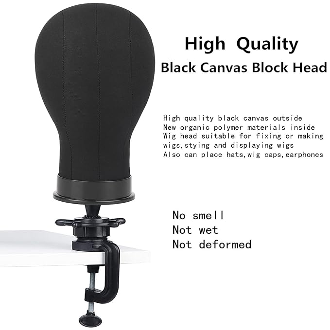 Wig Head 23Inch Canvas Block Head Wig Stand with Mannequin Head for Making Wigs Display Styling