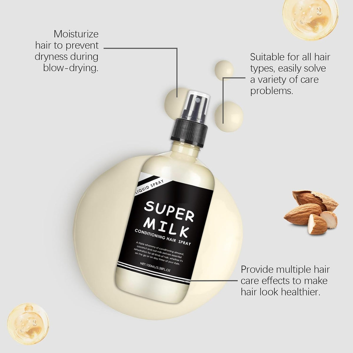 Super Milk Conditioning Hair Primer Spray (2 Pack) – Moisturizing Detangler for Smooth & Nourished Hair