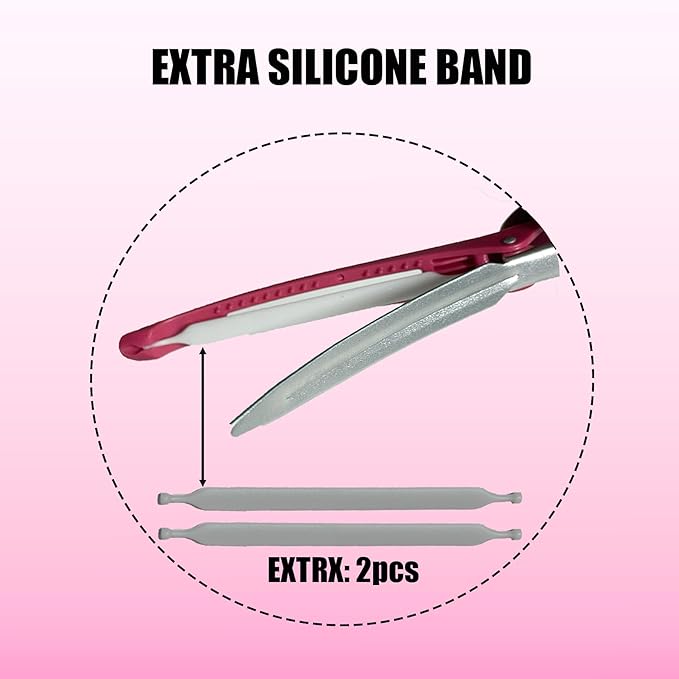10 pcs Professional Hair Clips for Styling Sectioning - Sectioning Hair Clips for Styling, No-Crease Silicone Band& Anti-Slip Grip, Cutting Clips for Blowouts, Curling, Coloring （Black+Rose Red）