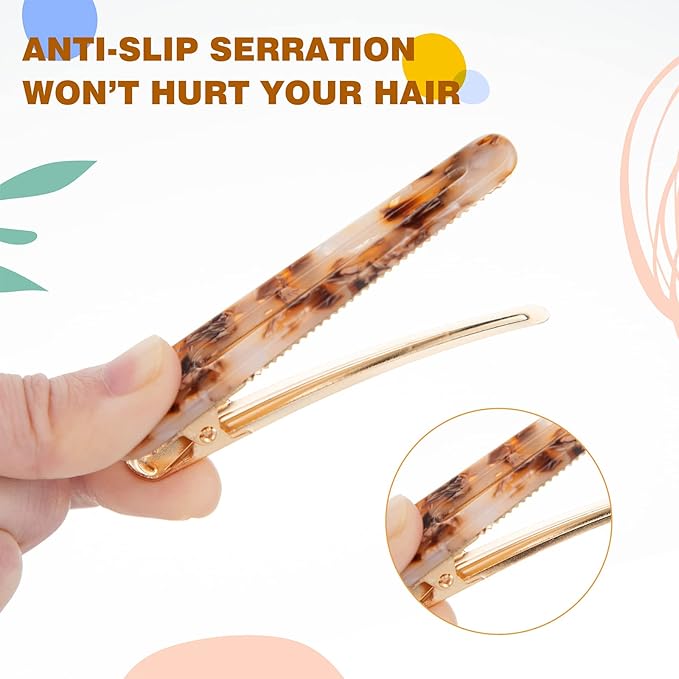 Cobahom 6 Pack 3.26 Inch Duckbill Hair Clips, Leopard Print Hair Pins Chic Tortoise Shell Hair Barrettes for Women and Girls Multicolor Clips