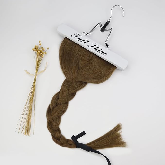 Full Shine Hair Extensions Real Human Hair Clip ins 12 Inch Brown Clip in Human Hair Extension Straight Soft Natural Brown Hair for Women Add Volume 3 PCS 60 G