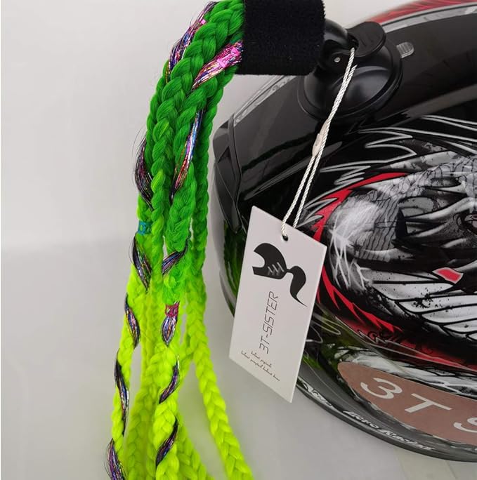 Helmet Pigtails Gradient Ramp Helmet Braids Ponytail Helmet Hair with Suction Cup for Motor Bike 1PCS 24inch (Helmet not Included)