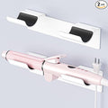 2 PCS Wall Mount Curling Iron Holder and Hair Tool Organizer with Adhesive, Multifunctional Hot Flat Iron and Hair Straightener Holder Storage Stand for Vanity, Cabinet and Wall, White
