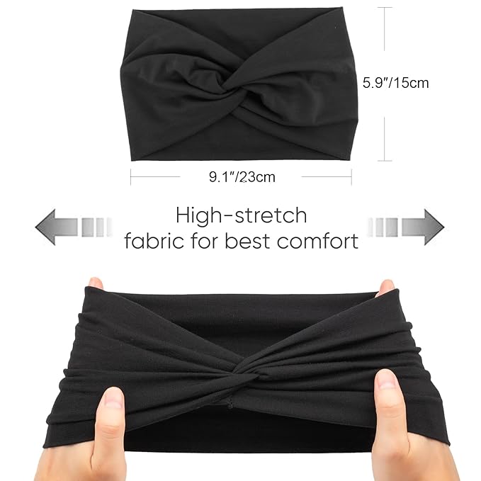 DRESHOW 4 Pack Turban Headbands for Women Wide Vintage Head Wraps Knotted Cute Hair Band Accessories