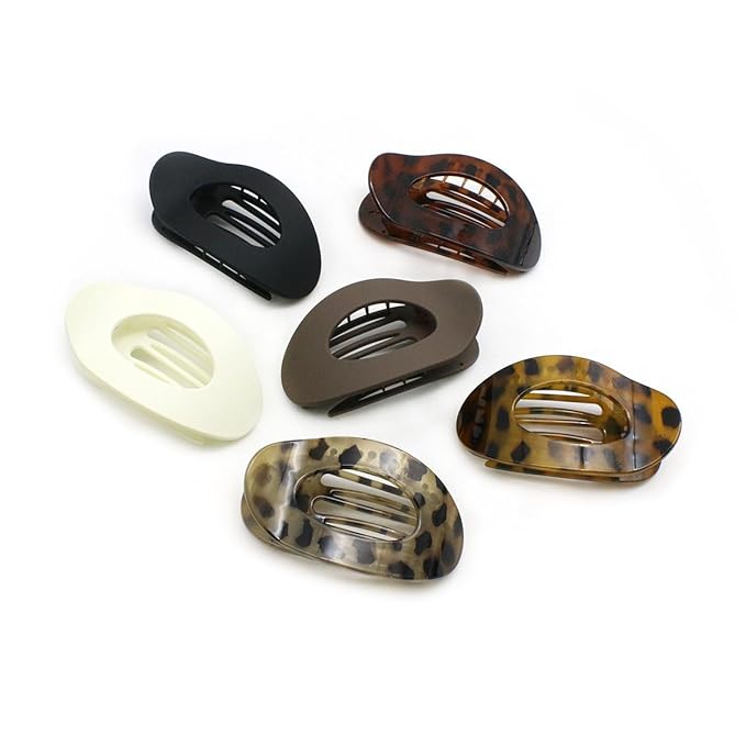 Flat Hair Clips for Women - 6Pack Matte Lay Flat Claw Clips, Non-Slip Strong Hold Duckbill Clips for Thick/Thin Hair, Neutral Color Hair Accessories for Daily Styling