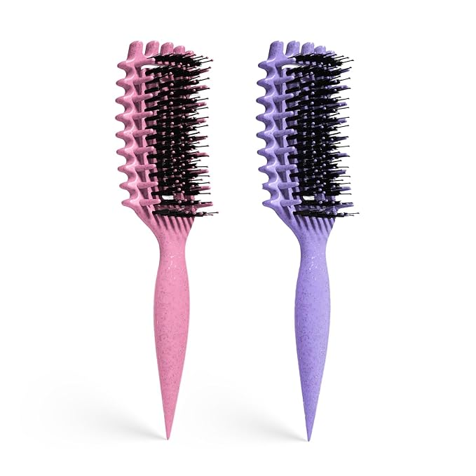 Curly Hair Brush Candybrush Curl Defining Brush for Detangling Shaping and Defining Curls for Women, Men, Wet & Dry Hair (Purple Pink)