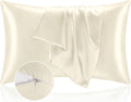 BEDELITE Satin Pillowcase with Zipper, Beige King Size Pillow Cases Set of 2, Super Soft and Cooling Similar to Silk Pillow Cases, Gift for Women Men(20x36 Inches)