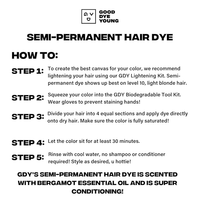 Good Dye Young Streaks and Strands Semi-Permanent Hair Dye (Biz Neon Orange) - UV Protective Temporary Color, 15-24+ Washes - Conditioning, PPD Cruelty-Free & Vegan