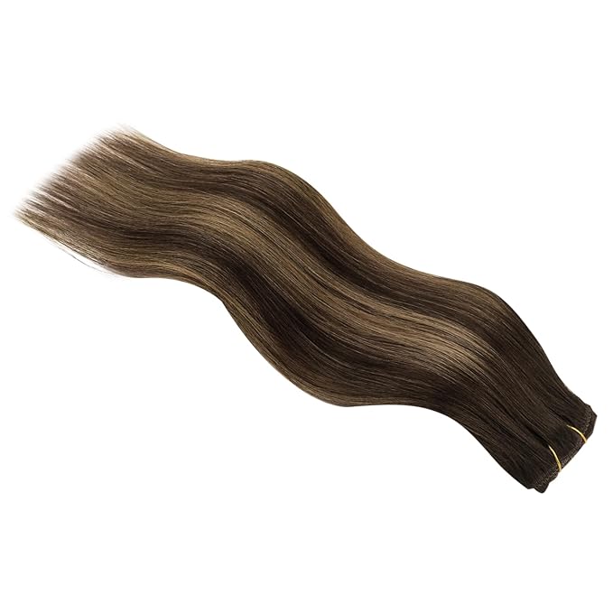 Full Shine Dark Brown Hair Extensions Clip in Human Hair 3 Pcs 60 G 20 Inch Balayage Dark Brown Straight Invisible Thin Clip in Hair Extensions
