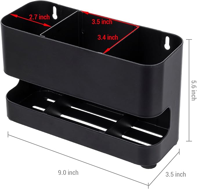 MyGift Hair Tools Organizer with 3 Slots, Black Metal Curling Iron Holder, Wall Mounted Salon Hot Tools Organizer, Blow Dryer, Straightener and Hair Brush Holder