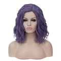 BUFASHION 14" Women Short Dark Purple Kinky Straight Cosplay Synthetic Wigs With Air Bangs 46 Colors Available (Dark Purple)