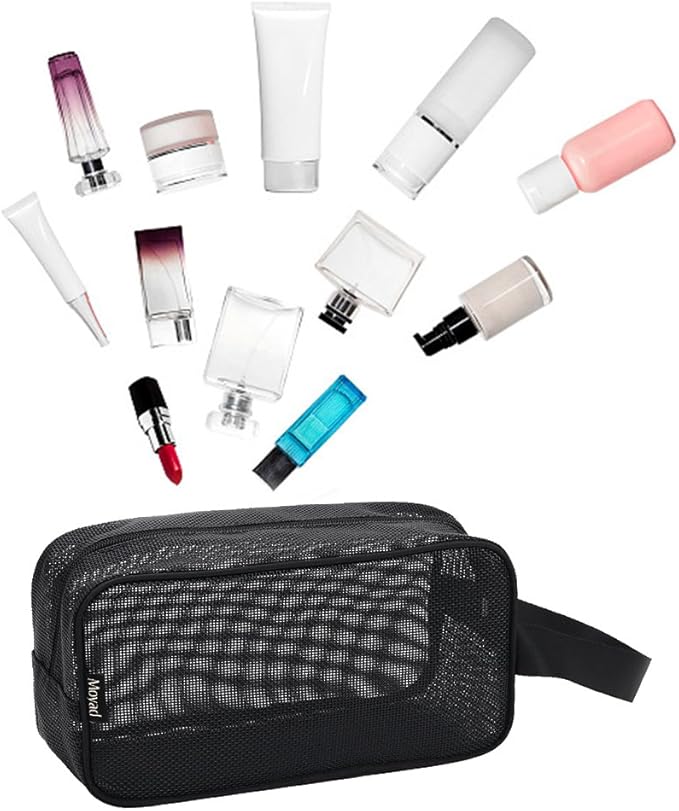 Moyad Mesh Shower Caddy Portable Toiletry Bag College Dorm Room Essentials for Girls Guys Gym Bag Camping Organizer Hanging Bathroom Mesh Bag, Black