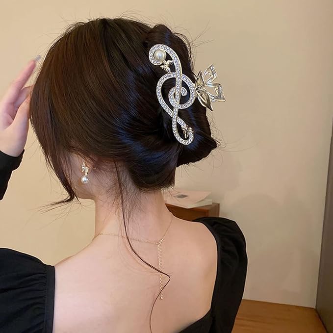 Gold Music Note Hair Clip, Metal Claw Clips for Women Girls Musical Score Hair Design Hair Accessories Strong Hold Jaw Clips for Thick Hair