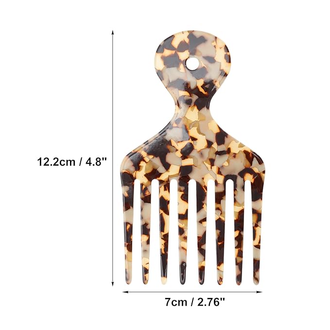 VOCOSTE Hair Picks for Curly Hair, Gentle Detangling Wide Tooth Comb, Afro Pick, Hair Pick Comb, Hangable Hair Styling Tool for Hair Care, Light Brown