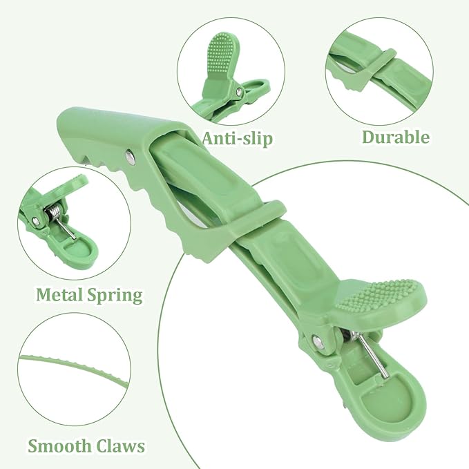 30 Pack Green Alligator Hair Clips for Styling Sectioning Large Salon Pro Hair Clips for Barber Hair Coloring, Cutting, Sectioning Big Gator Clips Hair Styling Accessories for Women Men