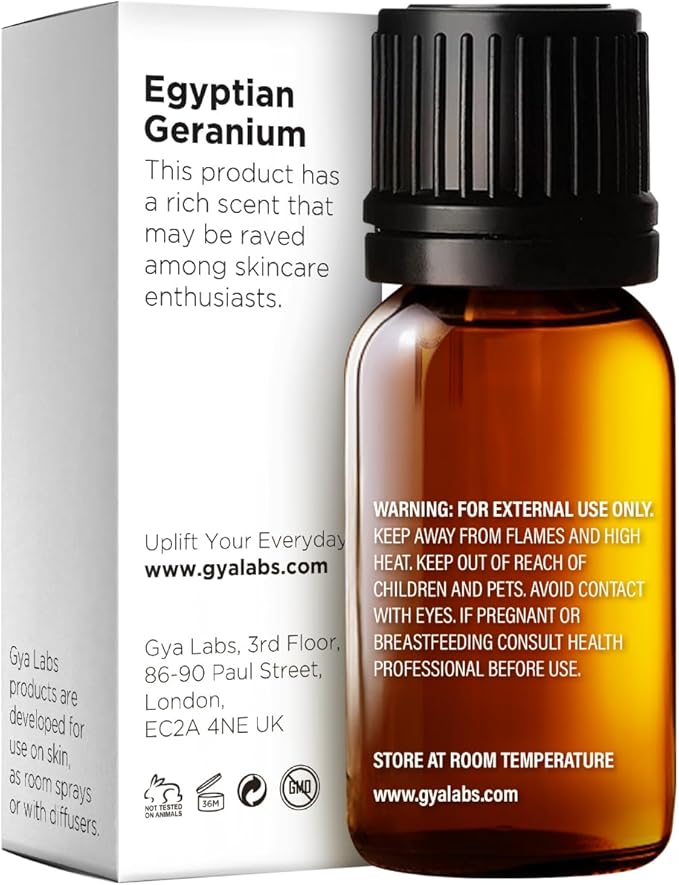 Gya Labs Egyptian Geranium Essential Oil - 0.34 Fl Oz - for Hair, Skin, Diffuser, Aromatherapy & DIY Candle Making Scent