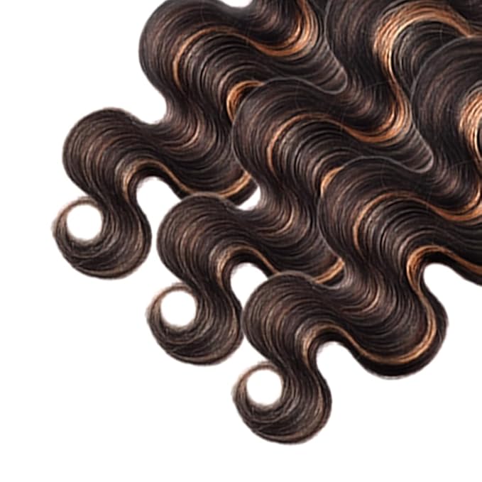 Light Brown Body Wave Bundles Human Hair Ombre Brown Bundles 26 28 30 Inch Niegmeag Brazilian Virgin Remy Hair Extensions Double Weft Highlight P1B30 Body Wave Bundle Hair Weave