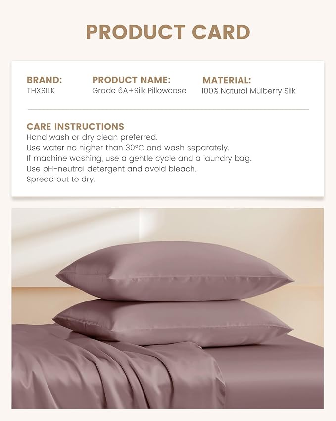 THXSILK Set of 2 100% Pure Mulberry 6A+ Silk Pillowcases for Hair and Skin, Concealed Zipper Closure, Cooling Natural Organic Double Sided Mulberry Silk Pillow Case (Purple, Queen 20"x30")