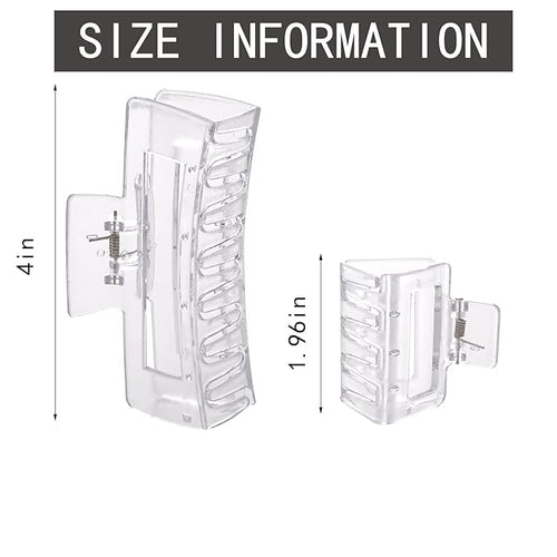 12 Pack Clear Square Claw Clips, Big and Small Neutral Rectangle Hair Claw Clips, Non-slip Matte Large Hair Clips for Women,Strong Hold jaw clip for Thick Thin Hair