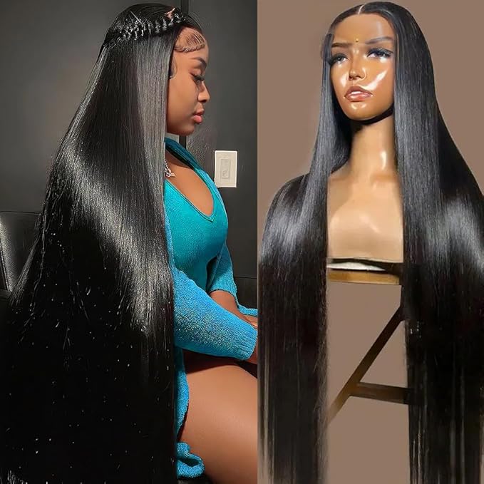 30 Inch 13x6 Lace Front Wigs Human Hair Pre Plucked 200 Density Straight Glueless Wig HD Transparent Human Hair Lace Front Wigs with Baby Hair Lace Front Wigs for Women