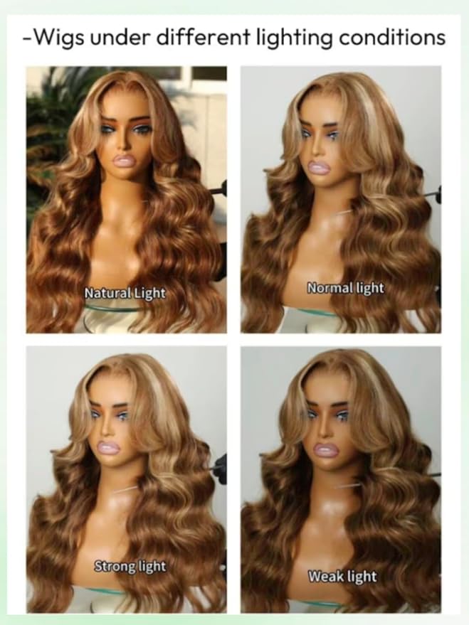 KLAIYI Bye Bye Knots Glueless Wig Highlight Blonde Body Wave Pre Cut 7x5 HD Lace Front Wigs Human Hair Pre Plucked Pre Bleached Pre Everything Wear and Go Wig 12A Ombre Brown 30S Ready To Wear 16Inch