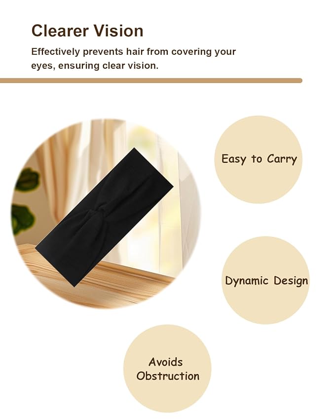 10 Pcs Wide Absorbent Sport Headbands for Women, Non-slip, Stretchy, Soft Cotton Twist Knotted Hair Bands for Daily Workout Yoga Running Sports (White & Black)