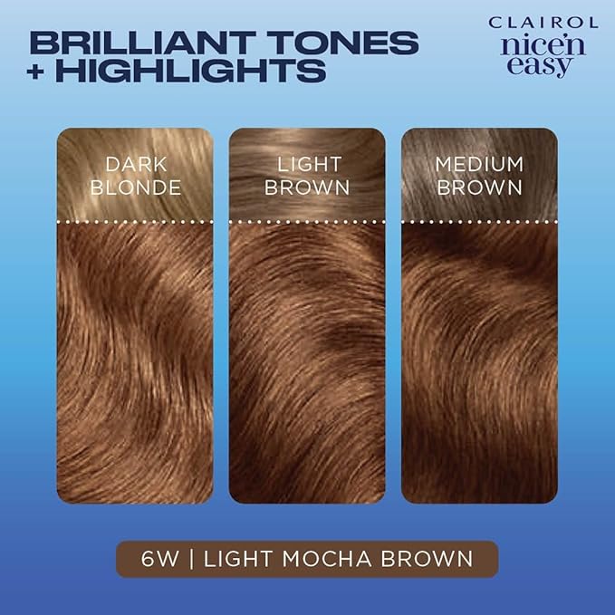 Clairol Nice'n Easy Permanent Hair Dye, 6W Light Mocha Brown Hair Color, Pack of 1