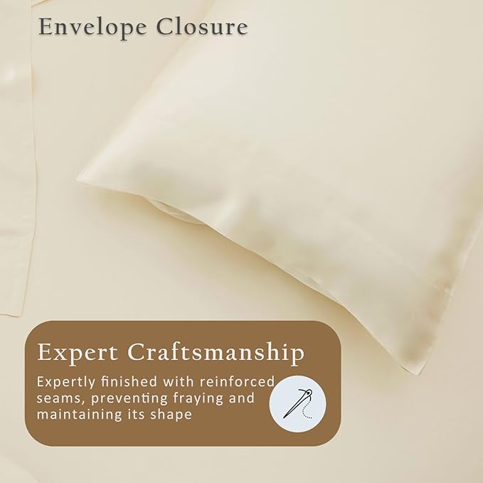 TOSMO Luxury Pillow Case Set of 2 - Cooling Viscose Derived from Bamboo - Oeko-TEX, Silky Soft, Breathble Pillow Cases with Envelope Closure (Standard, Vanilla Yellow)